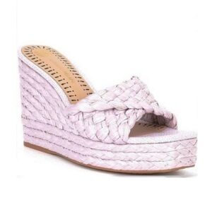 Antonio Melani Womens Magee Purple Braided Raffia Wedge Sandals